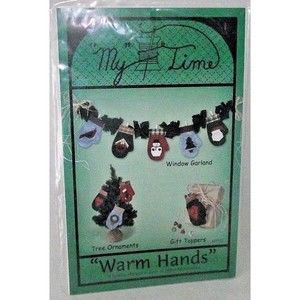 Folk Art Garland Mittens Warm Hands Paper Ornament My Time Christmas WInter NEW
